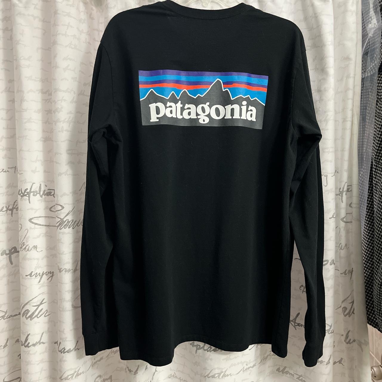 Patagonia graphic long sleeve tee black size L - Depop