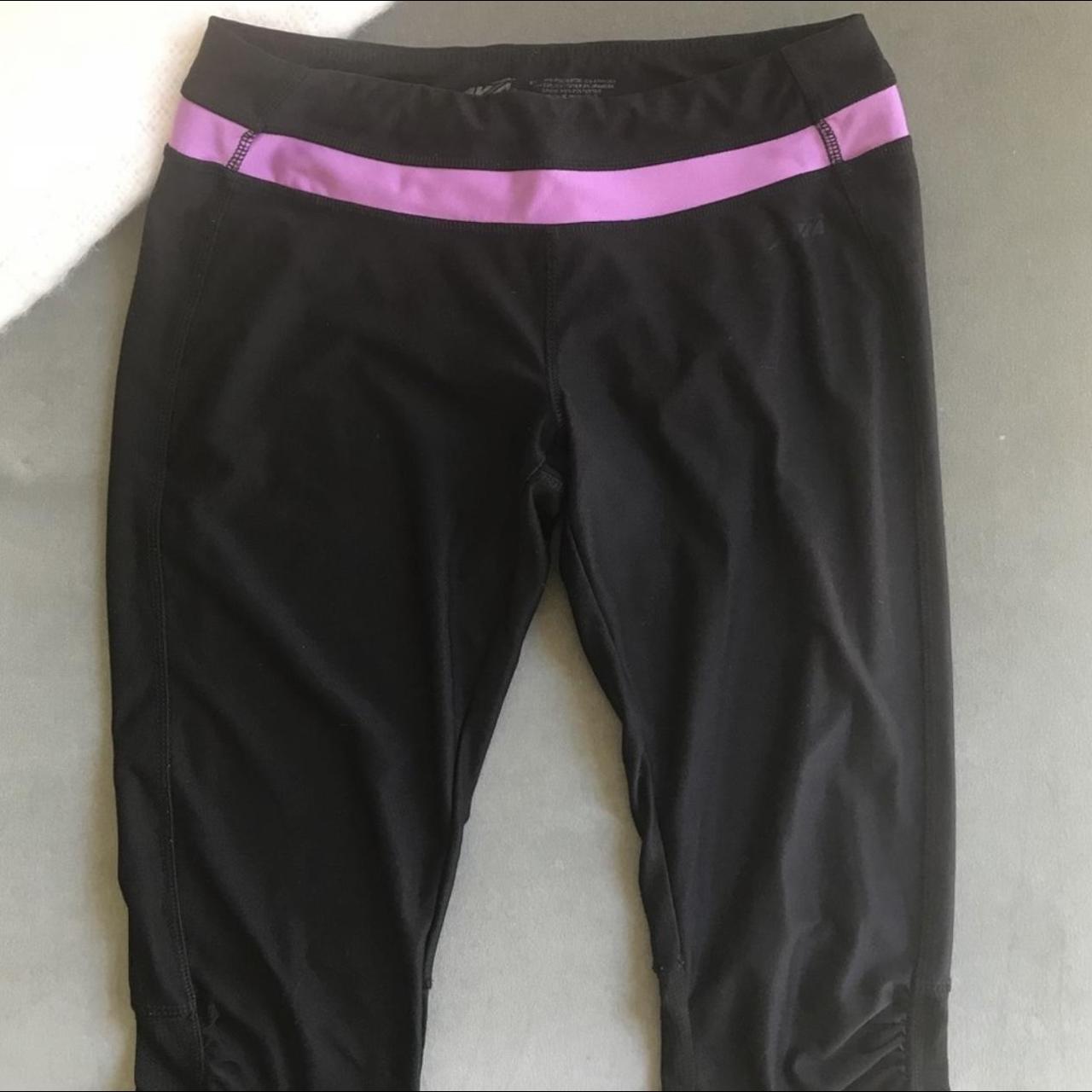 Avia Black workout pants in EUC with purple waist - Depop