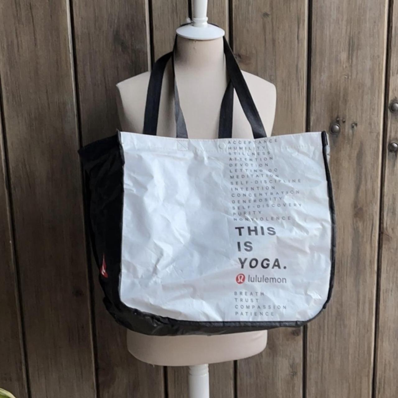 LULULEMON REUSABLE SHOPPING TOTE BAG SMALL BLACK WHITE - Do Yoga