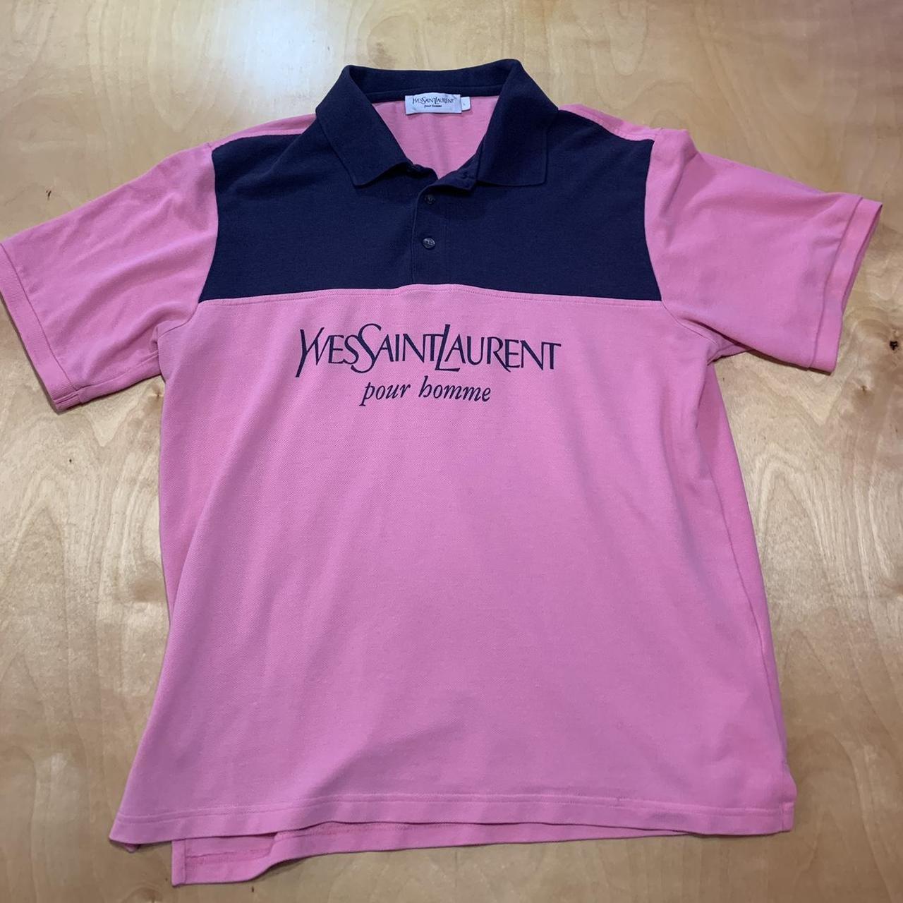 Yves Saint Laurent Pour Homme YSL Vintage Pink Polo... - Depop