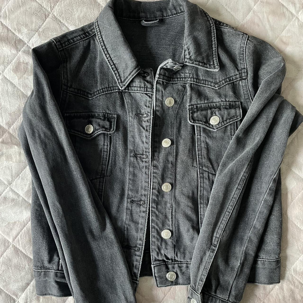 Topshop MOTO Denim Washed Black Denim Jacket UK Depop