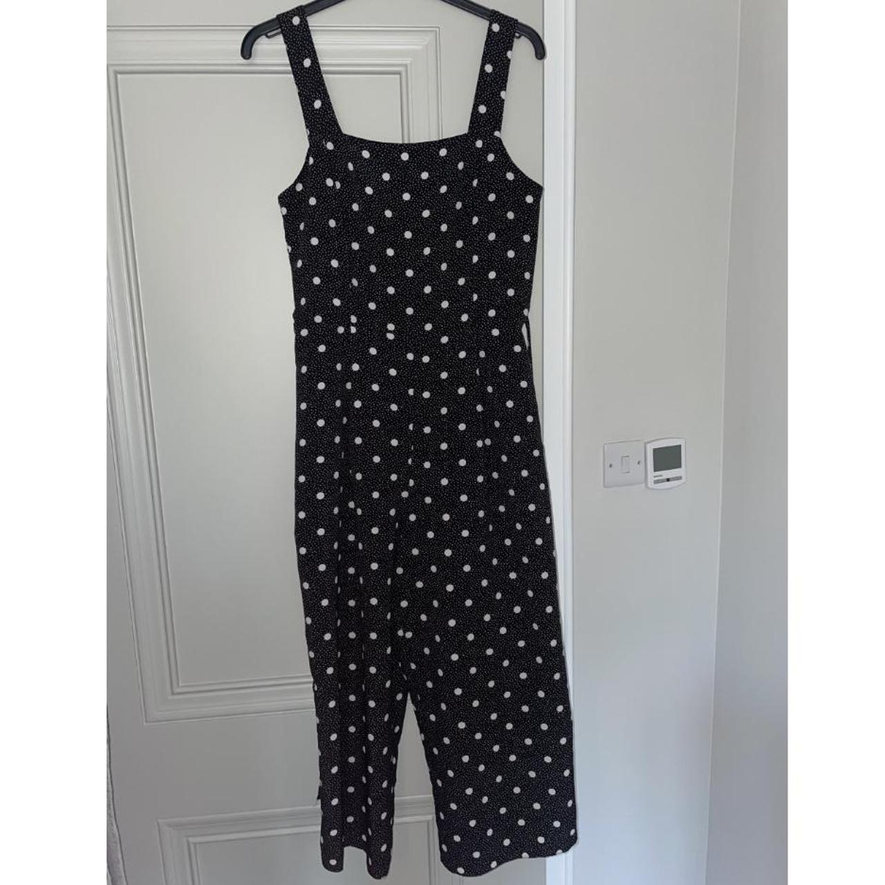 Miss Selfridge black white spot jumpsuit with tie