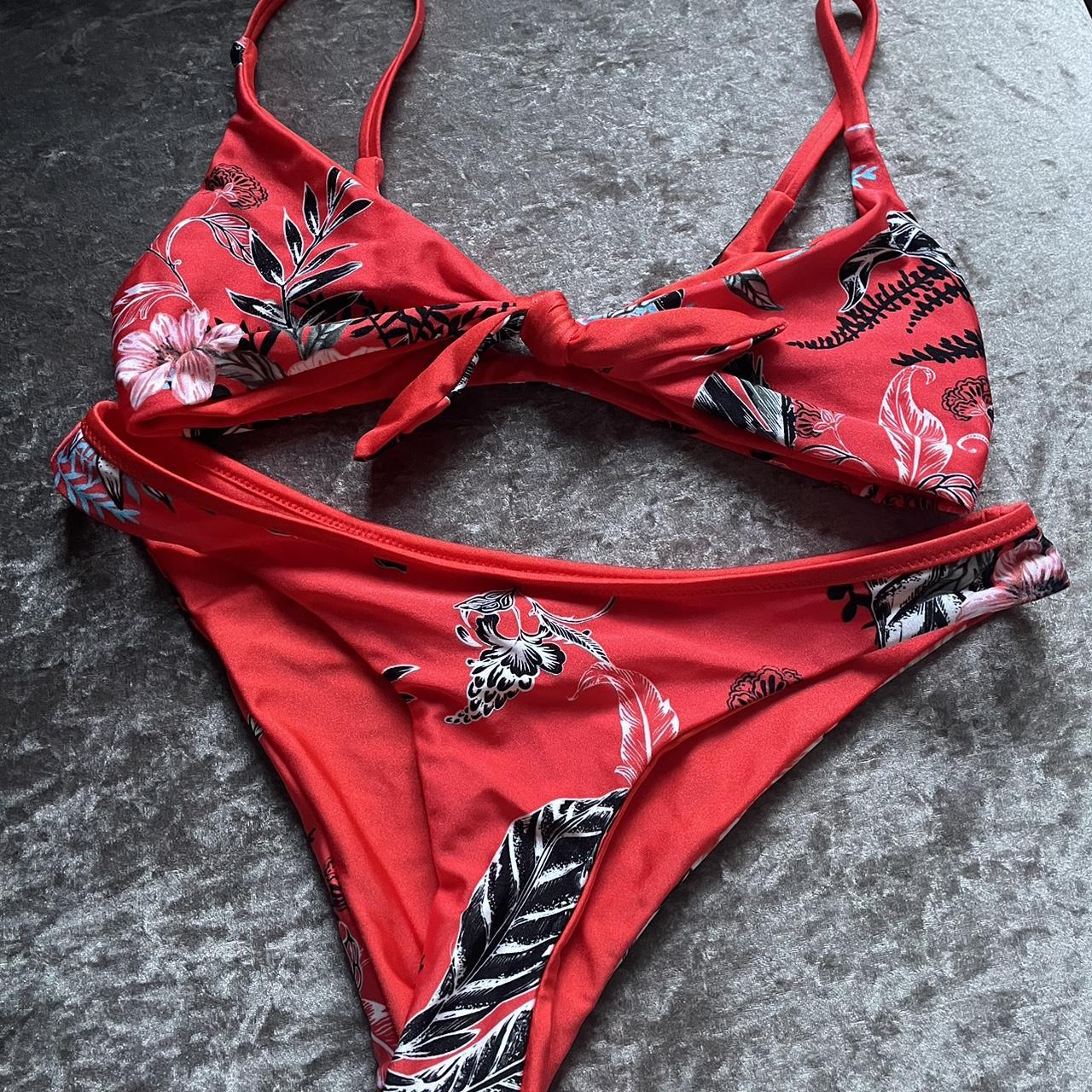 River Island Women's Red and Black Bikinisandtankinisets Depop