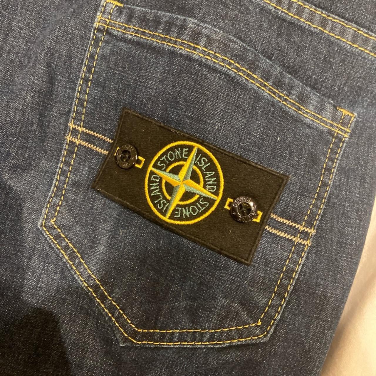 stone island jeans logo badge on back pocket baggy... - Depop