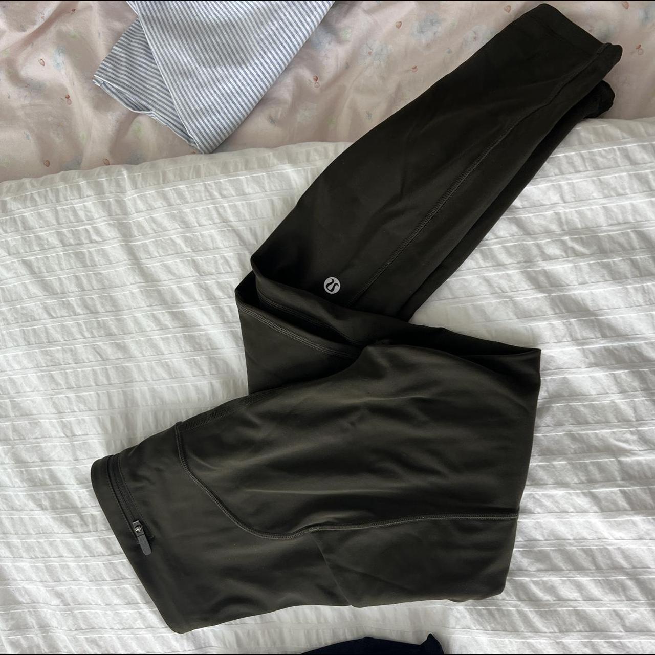 Lululemon leggings with pockets on the side olive - Depop