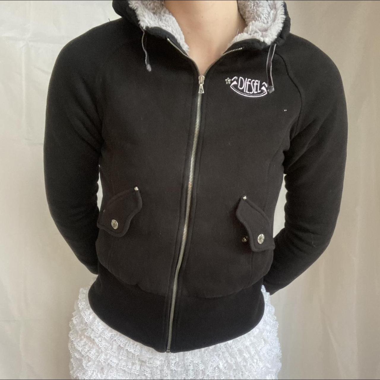 Amazing diesel black zip up hoodie!! Vintage y2k... - Depop