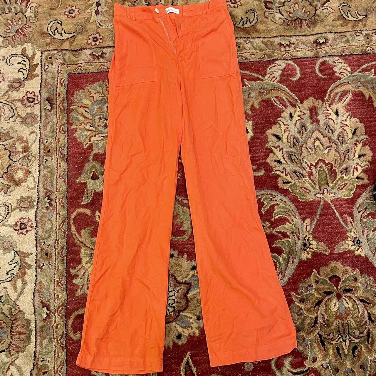 Zara orange high waisted pants. More of a - Depop