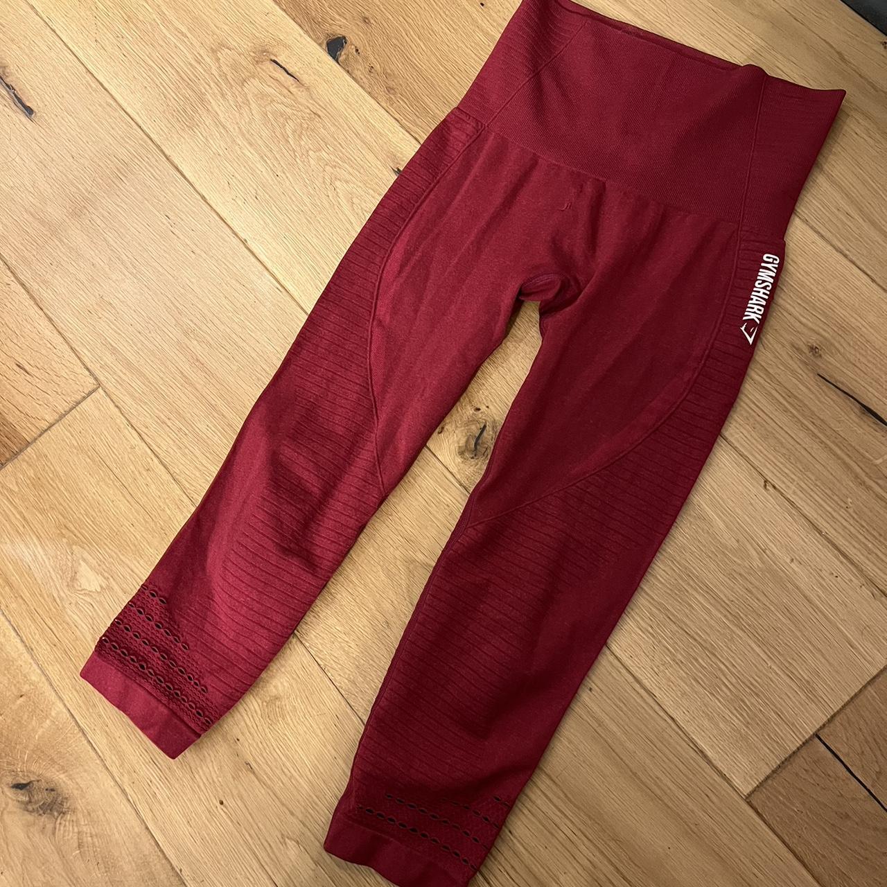 Gymshark burgundy 3/4 leggings size Xs (fits sizes... - Depop