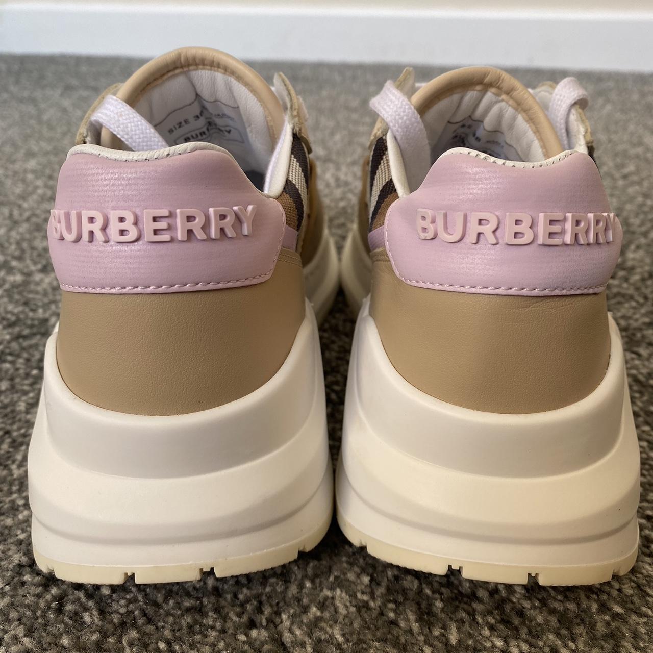 AUTHENTIC Burberry Pink Check Trainers Size UK3,... - Depop