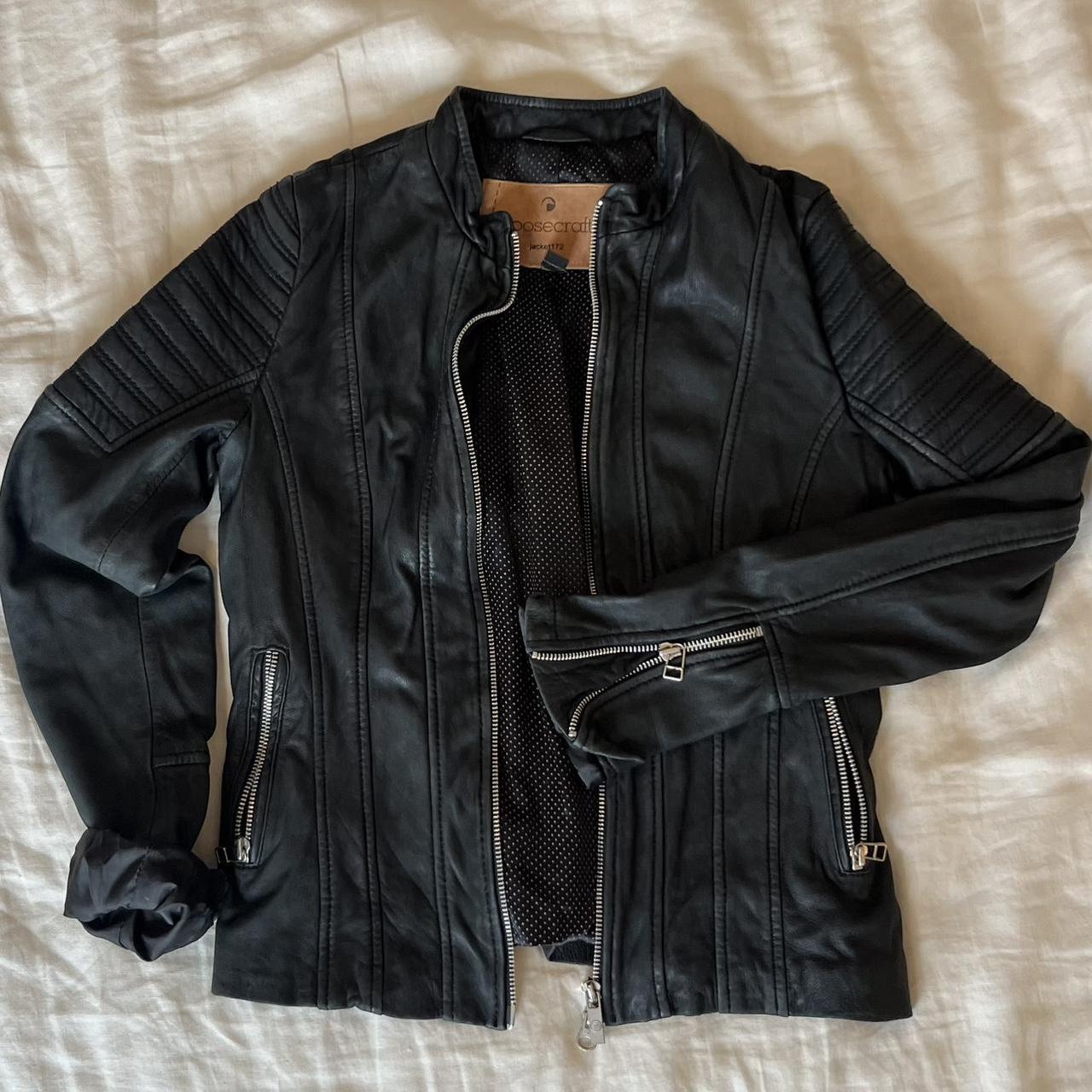 Goosecraft Black Leather jacket Genuine Depop