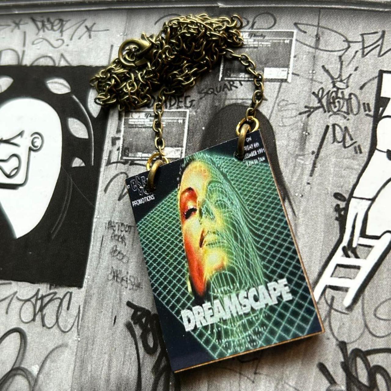 DREAMSCAPE RAVE FLYER NECKLACE Pendant measure 25mm... - Depop