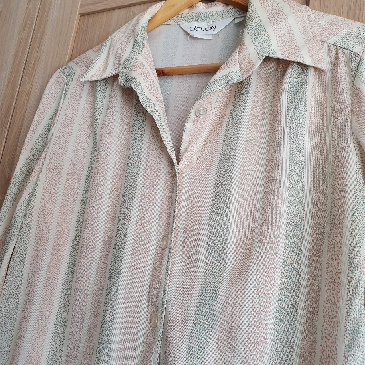 Vintage dotted/striped pleated blouse Brand: Devon... - Depop