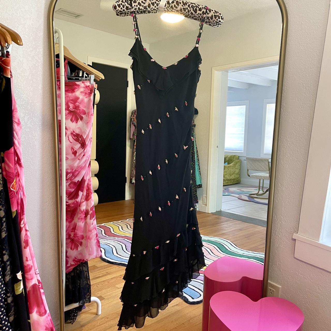 Cache Women's Black and Pink Dress | Depop