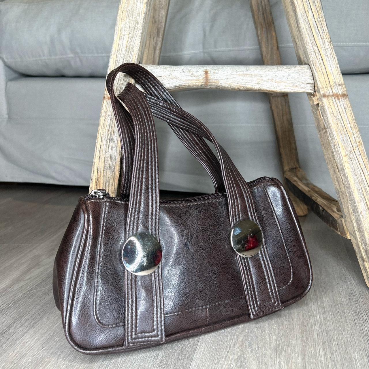 🤎 Vintage 90’s brown faux leather mini shoulder bag... - Depop