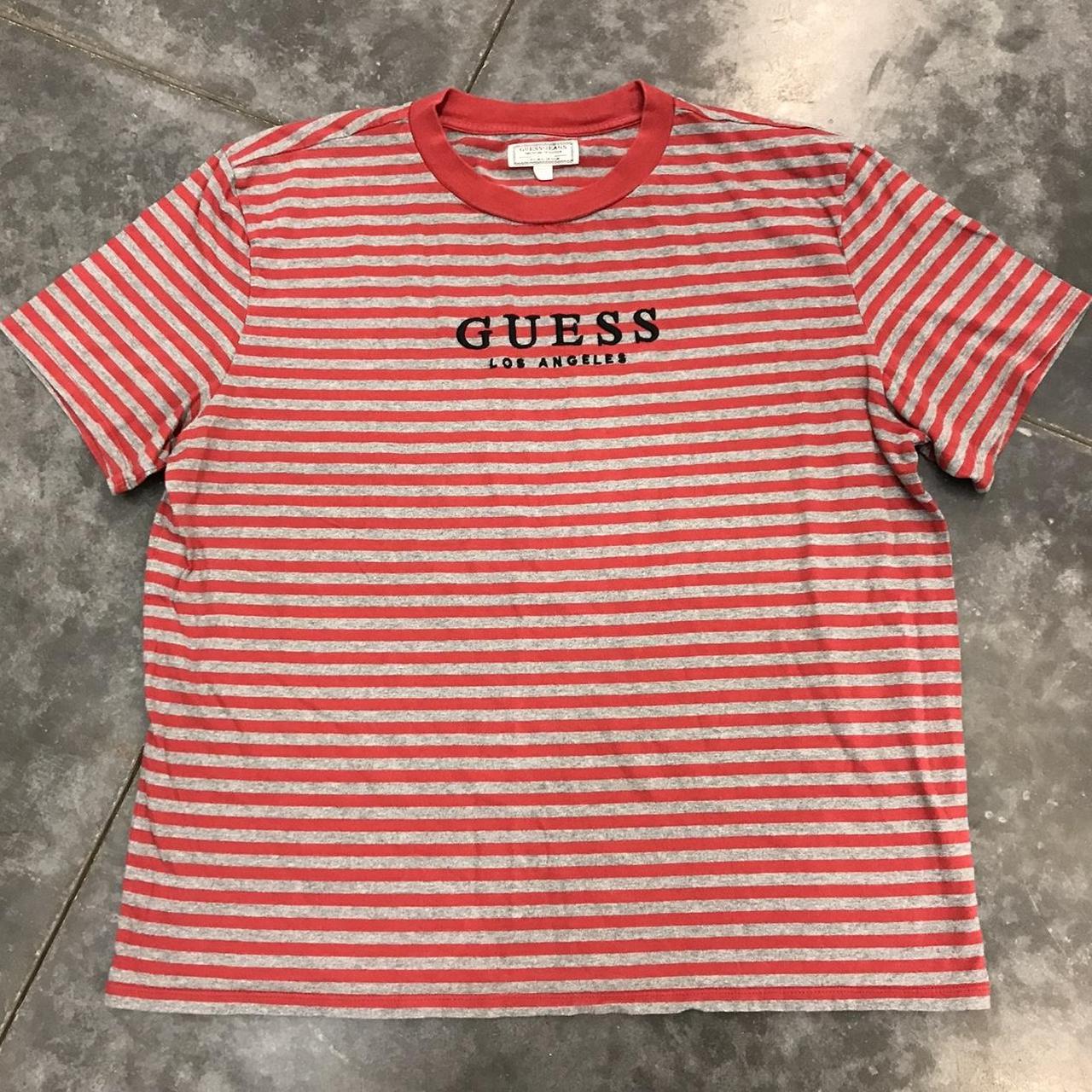 Guess Men's Red and Grey T-shirt | Depop