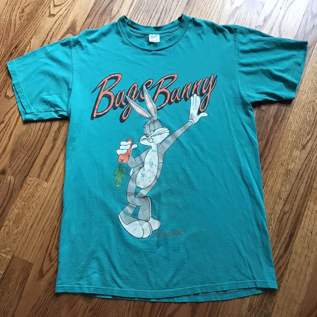 Vintage 1992 Velva Sheen Bugs Bunny T-Shirt Mens... - Depop