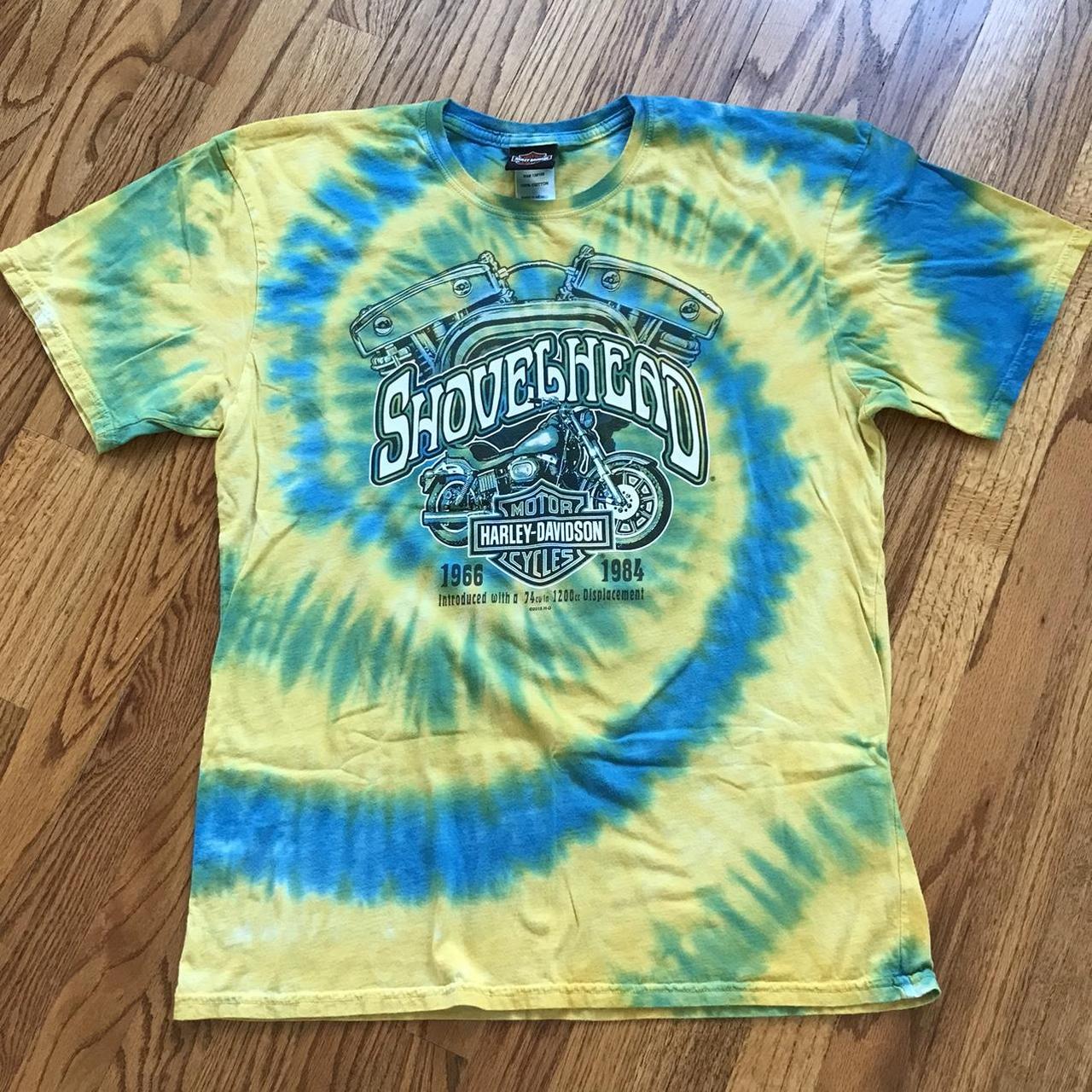 Vintage Harley Davidson Shovelhead Tie Dye T-Shirt... - Depop