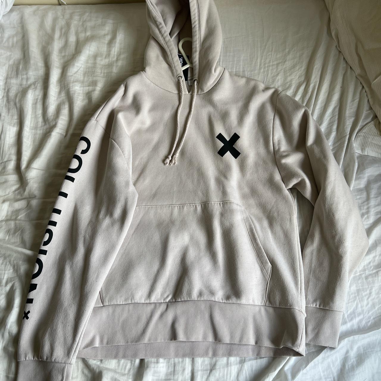 COLLUSION Unisex Logo Hoodie in Off-White