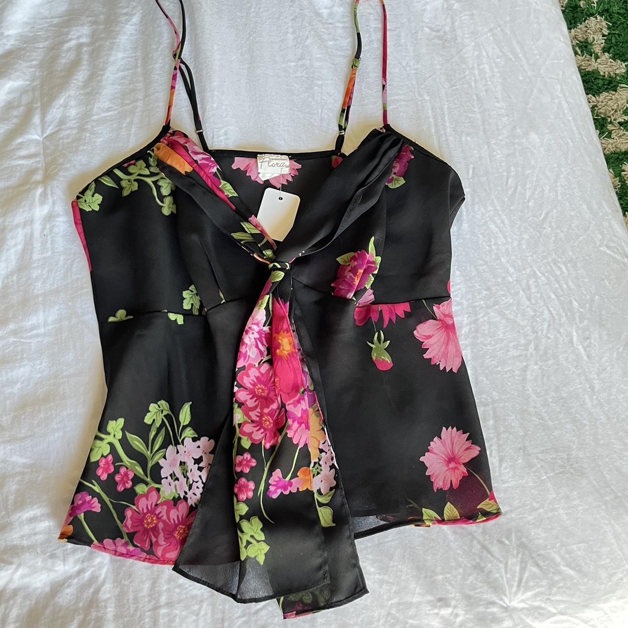Black and floral print vintage camisole Perfect for... - Depop