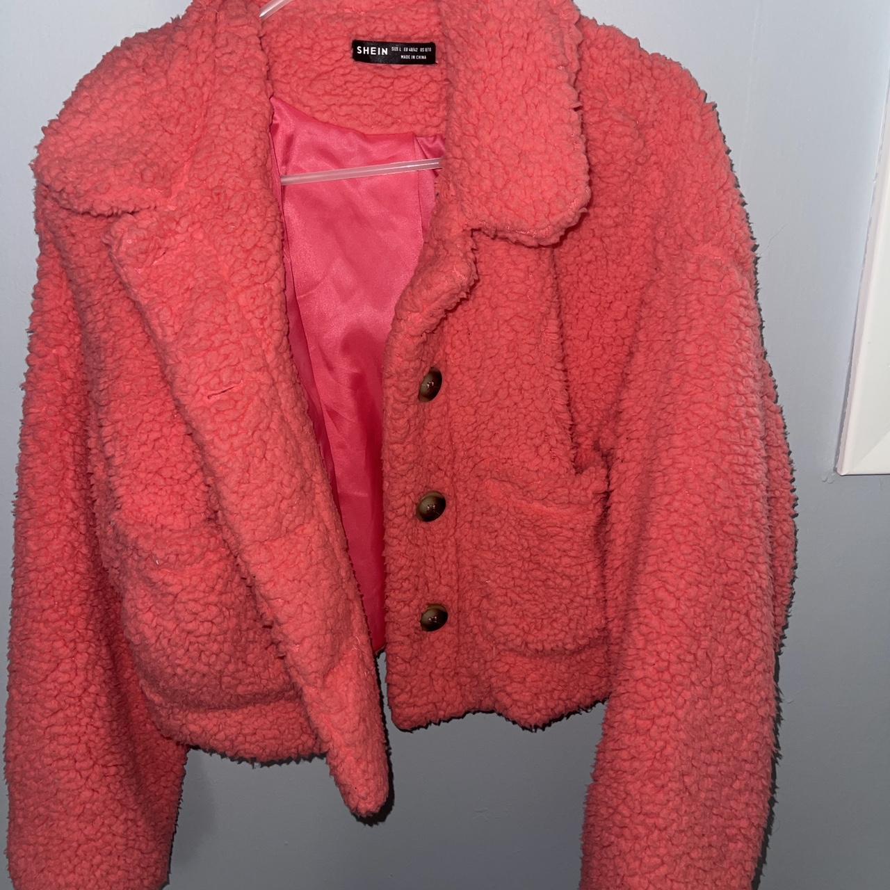Hot pink Sherpa jacket Lightweight but warm Mascara... Depop