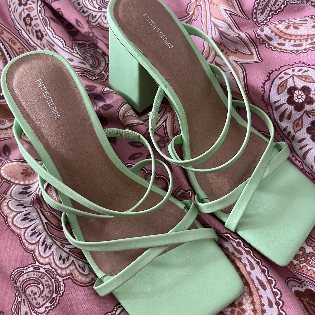 Pretty little thing green mules / sandals size... - Depop