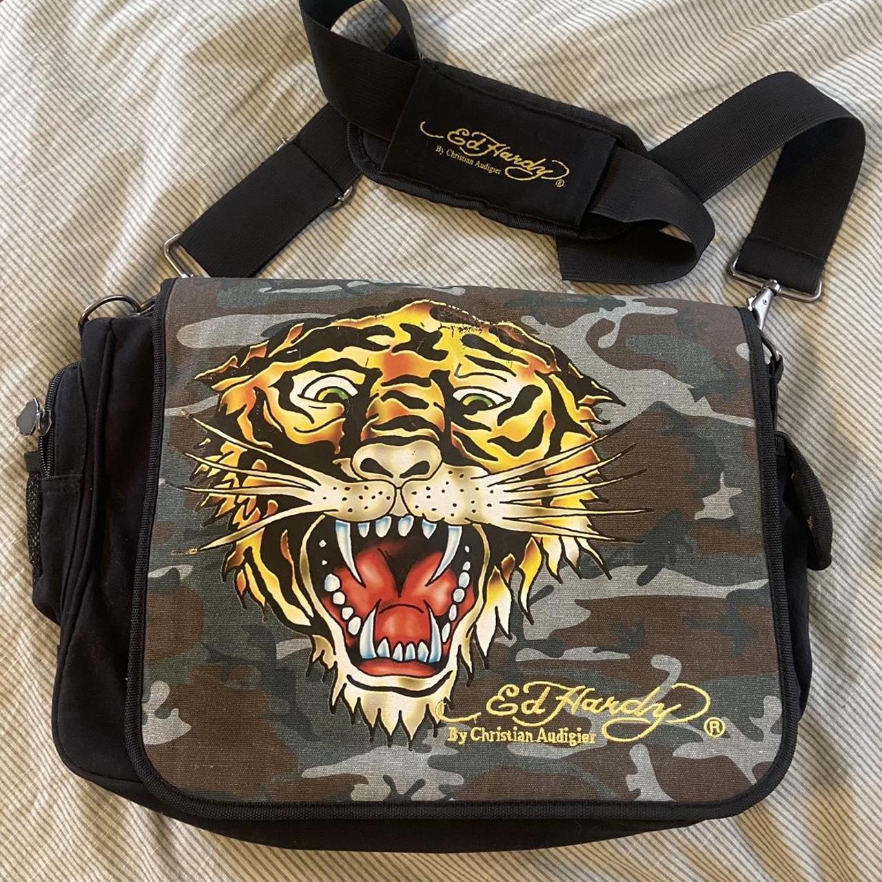 Ed Hardy Women's Green and Yellow Bag | Depop