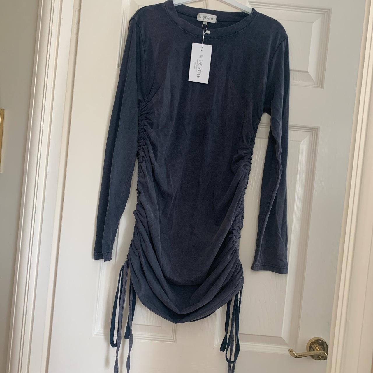 saffron barker x inthestyle navy acidwash ruched... Depop