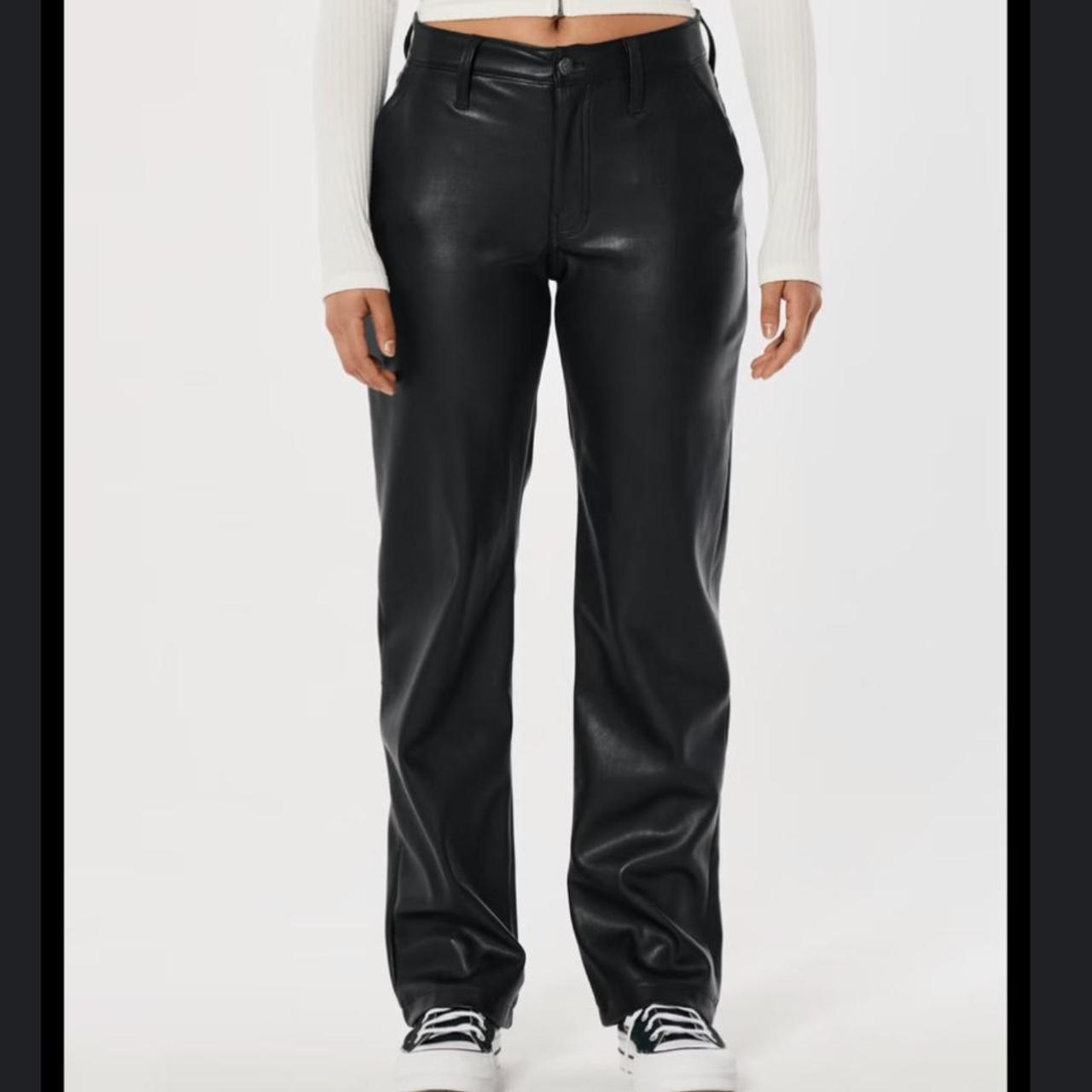 Hollister faux leather dad trouser in black