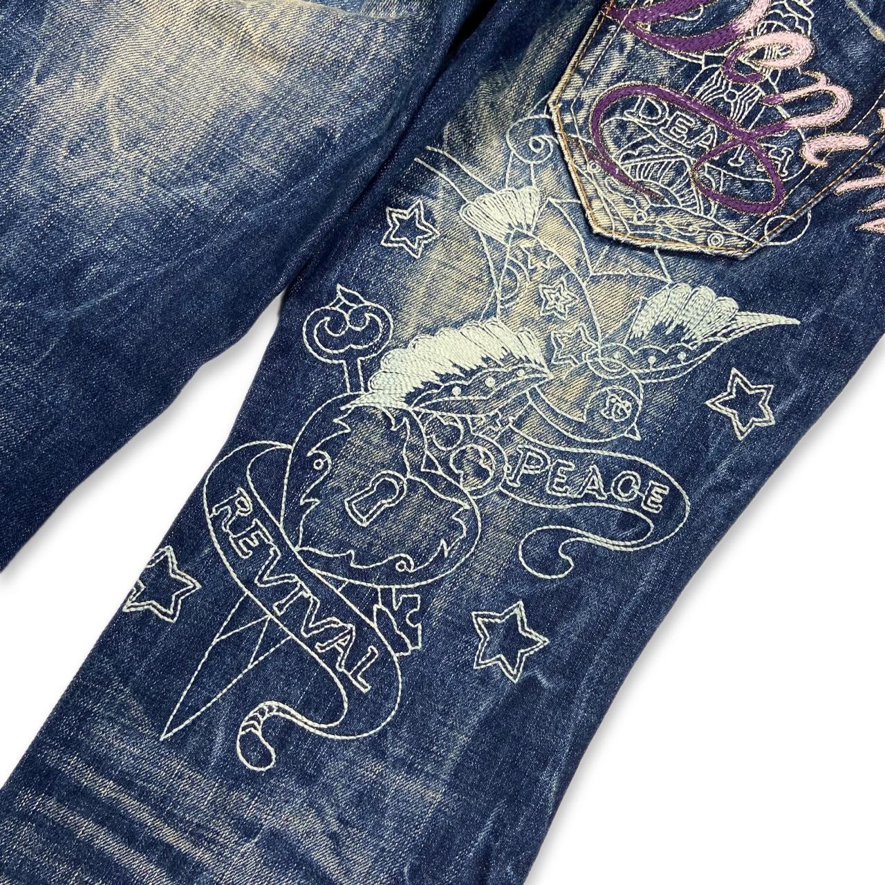 Red Pepper Japanese ‘Ed Hardy’ Style Flared Denim... - Depop
