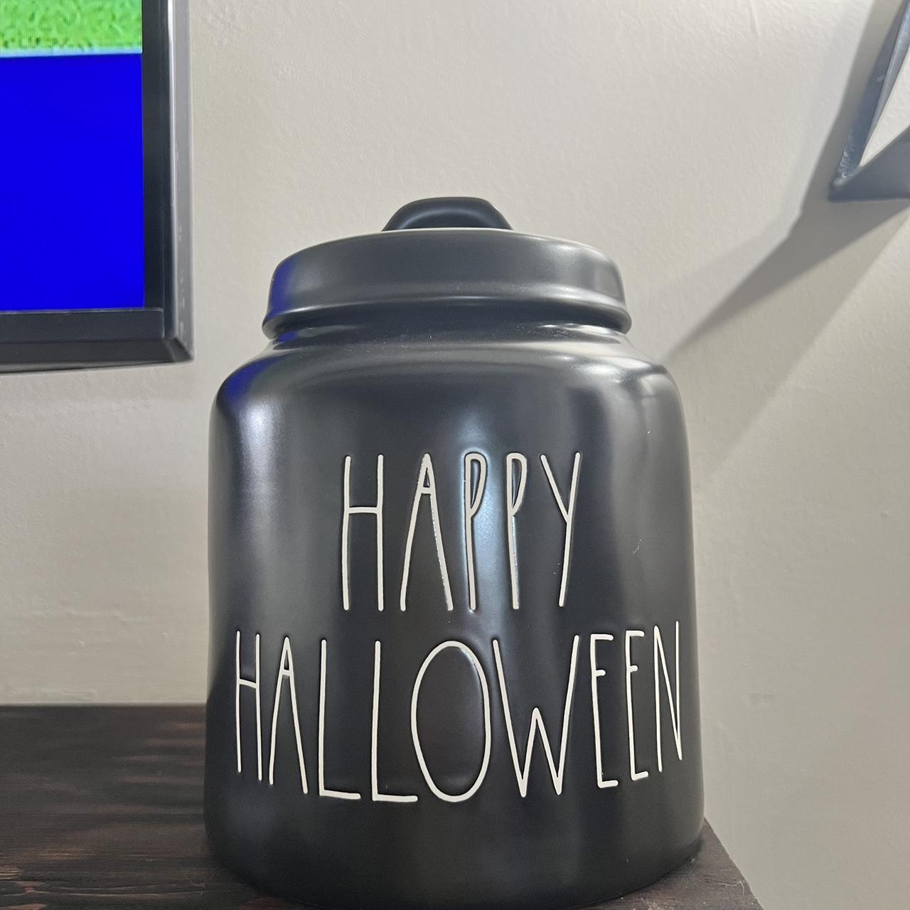 Rae Dunn Black Happy Halloween Canister Nice, no... Depop