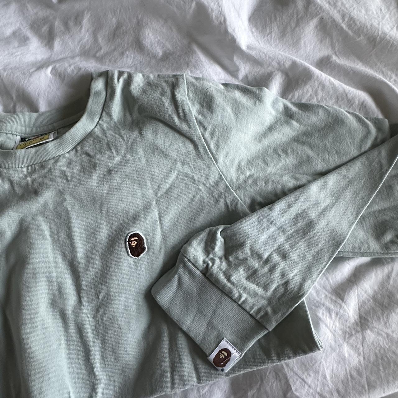 Bape woman’s long sleeve mint green Tshirt in size... Depop