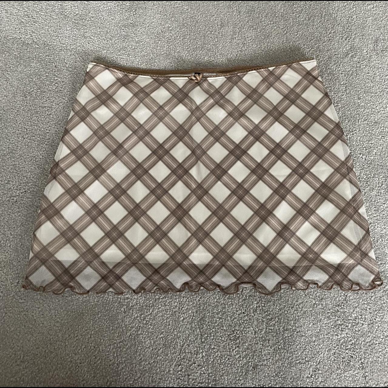 mesh mini skirt cute checked from