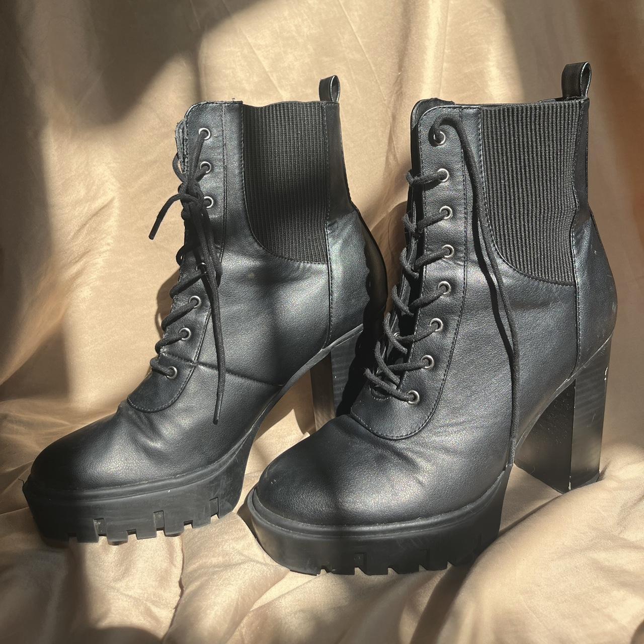 black combat boot heels have some wear to them but... - Depop
