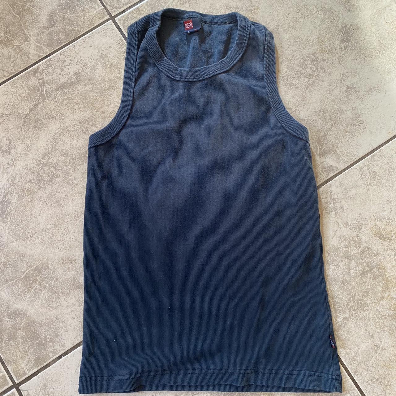 Diesel Black Tank Ribbed, tank top size large, no... - Depop