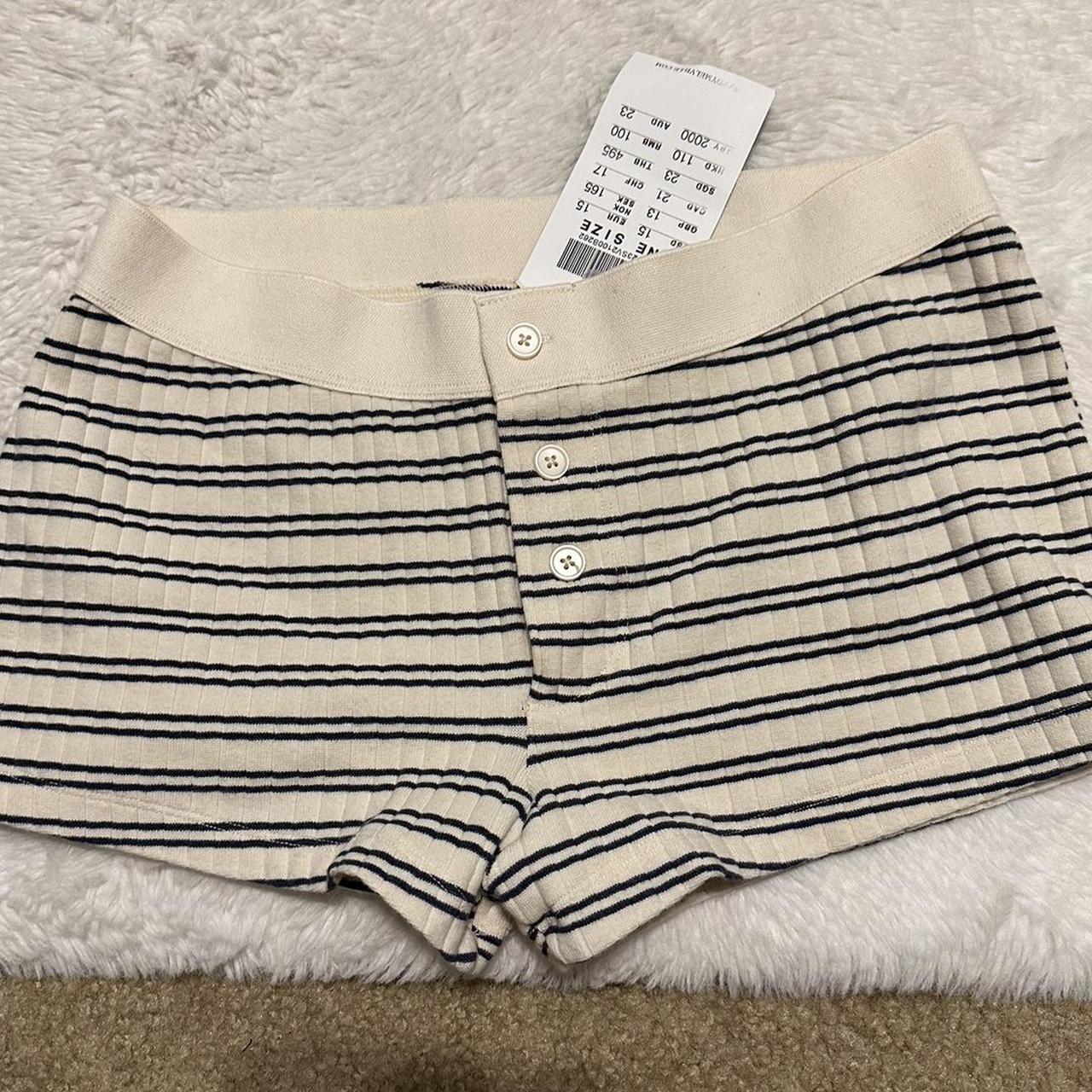 Brandy Melville striped eyelet boy shorts underwear - Depop