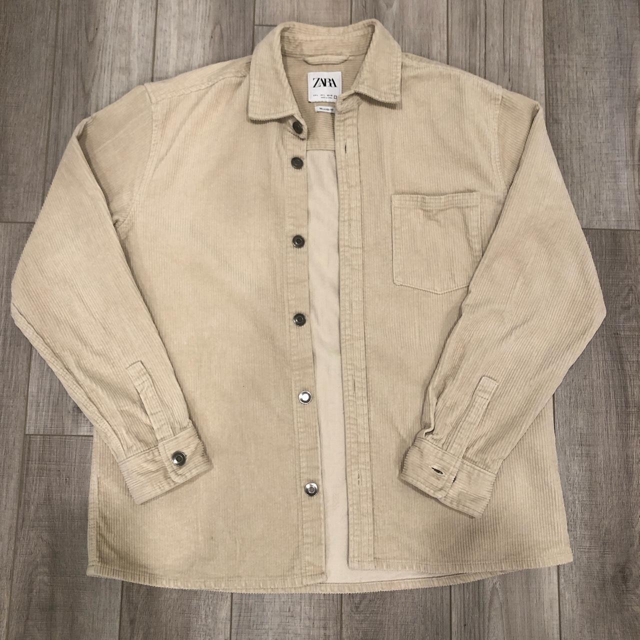 Zara men’s beige corduroy button up jacket #zara... - Depop