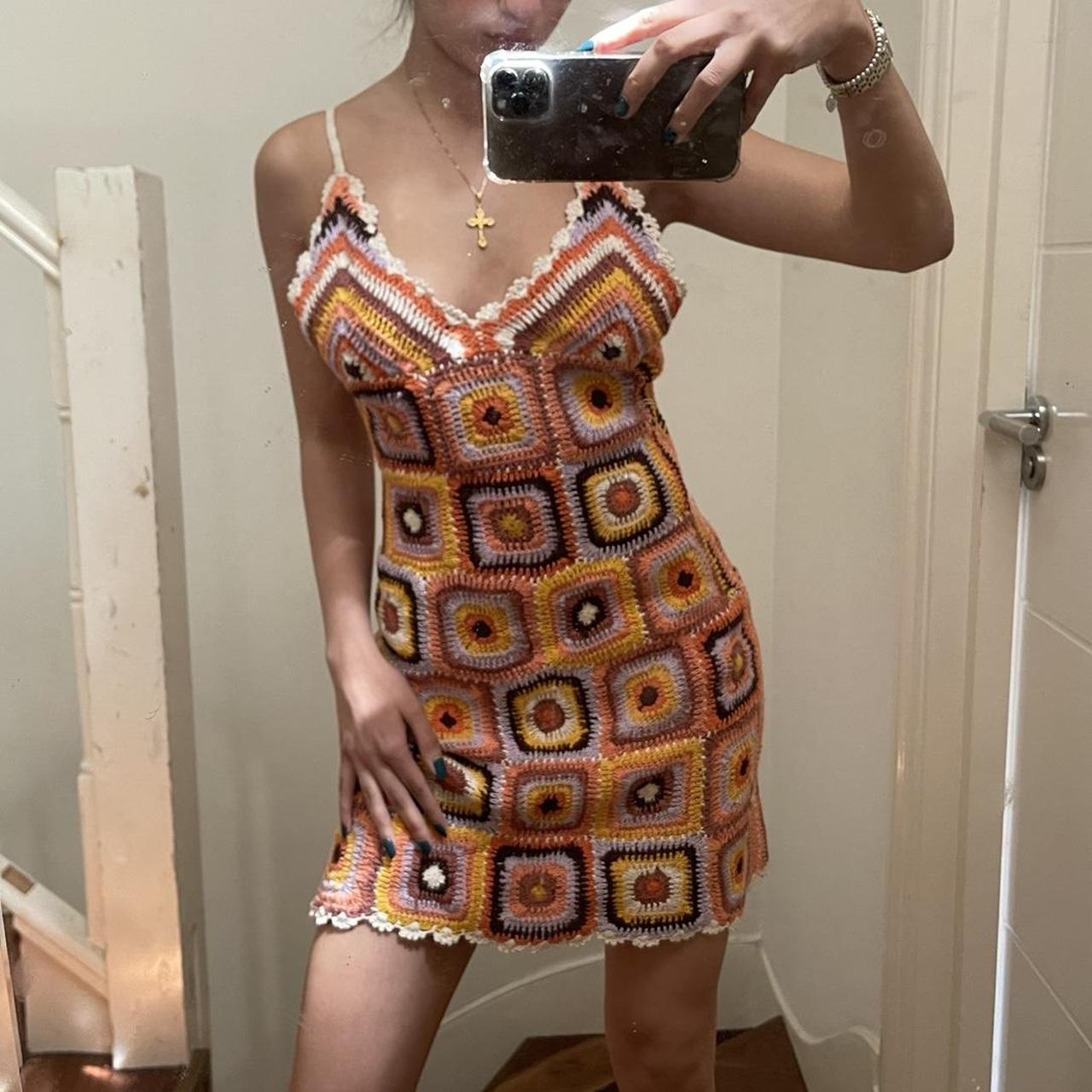 Zara Women's Pink and Orange Dress Depop