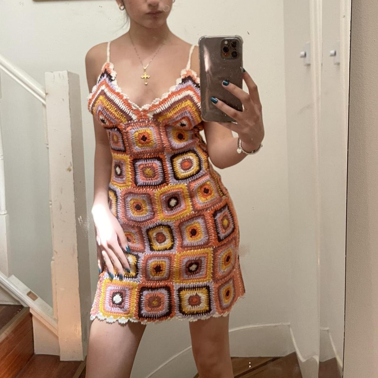 Zara Women's Pink and Orange Dress Depop