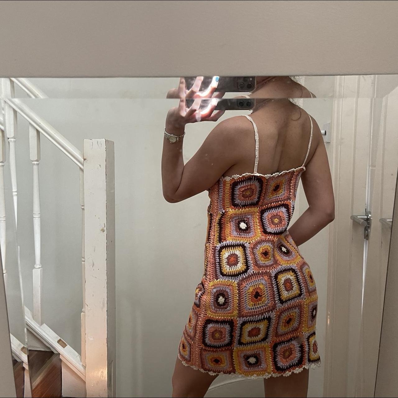 Zara Women's Pink and Orange Dress Depop