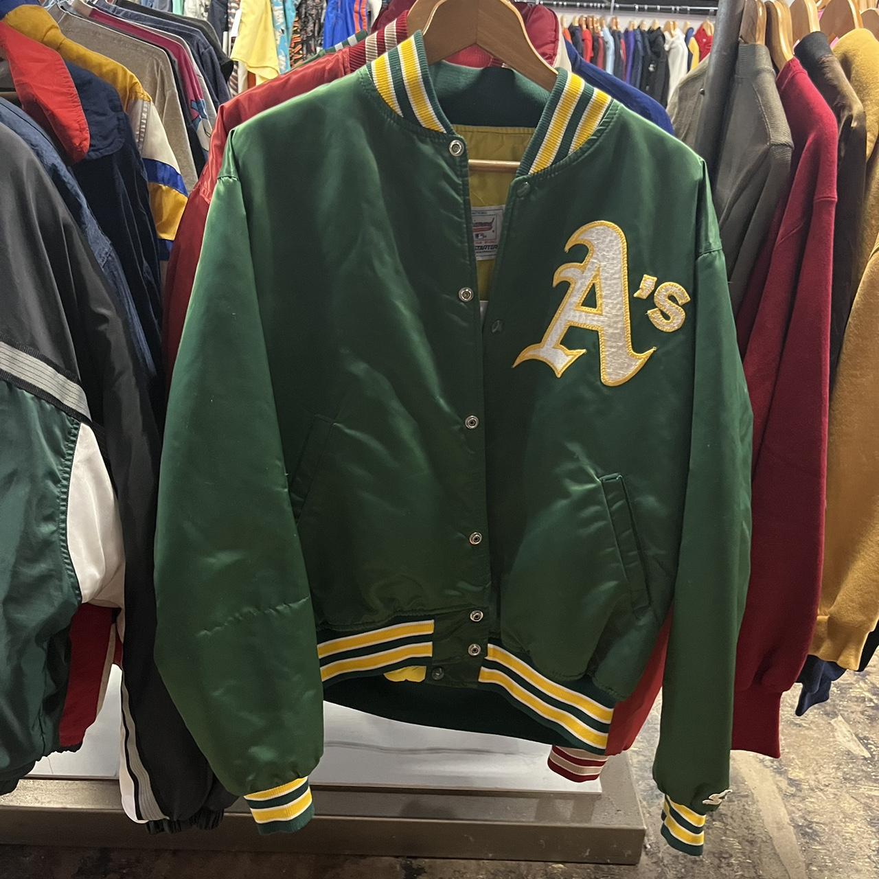 Vintage Oakland A's Athletics Satin Jacket Fits Like - Depop