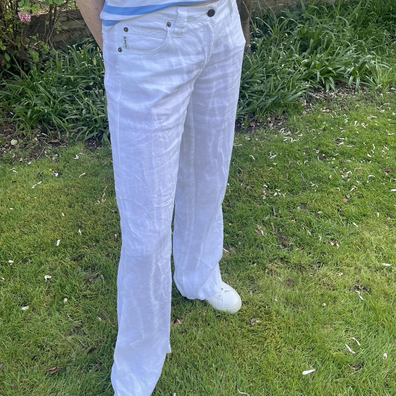 The most insane vintage Armani Jeans white linen... Depop