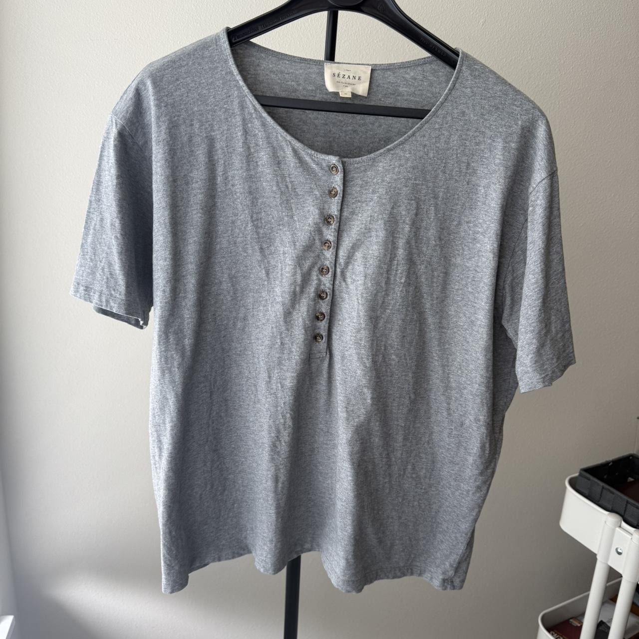 Sézane Women's T-shirt Grey/Green S – Grey Sezane Robbie