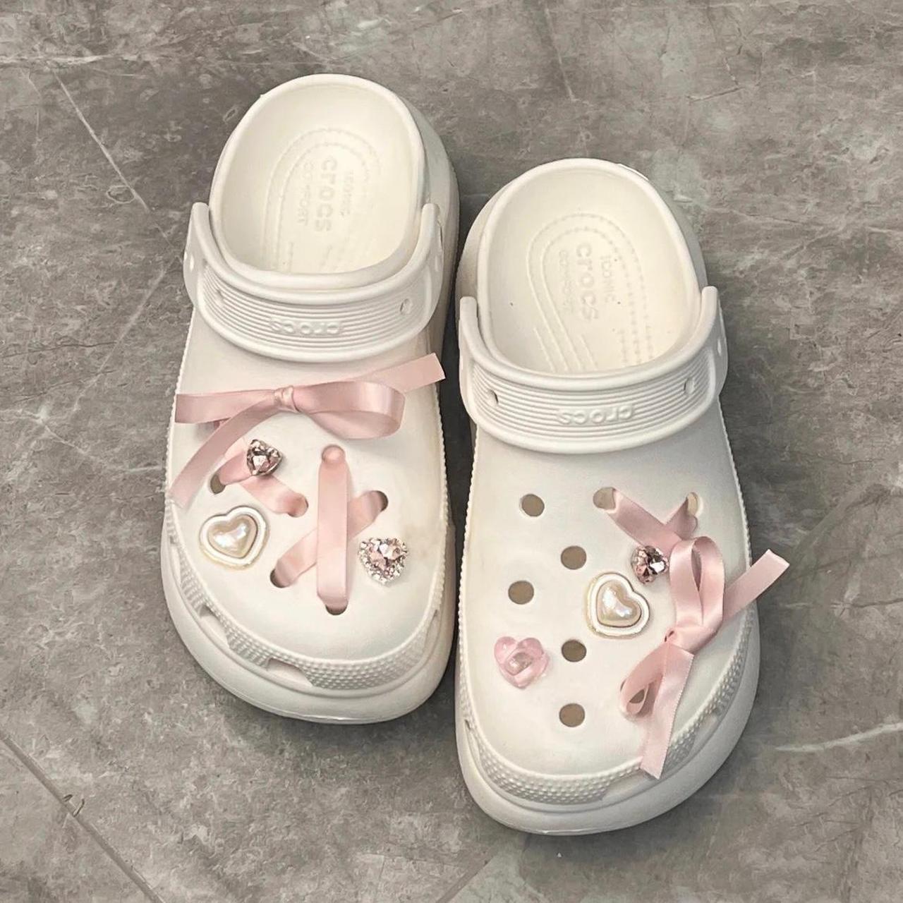 Crocs ribbon & rhinestone jibbitz charm set brand... Depop