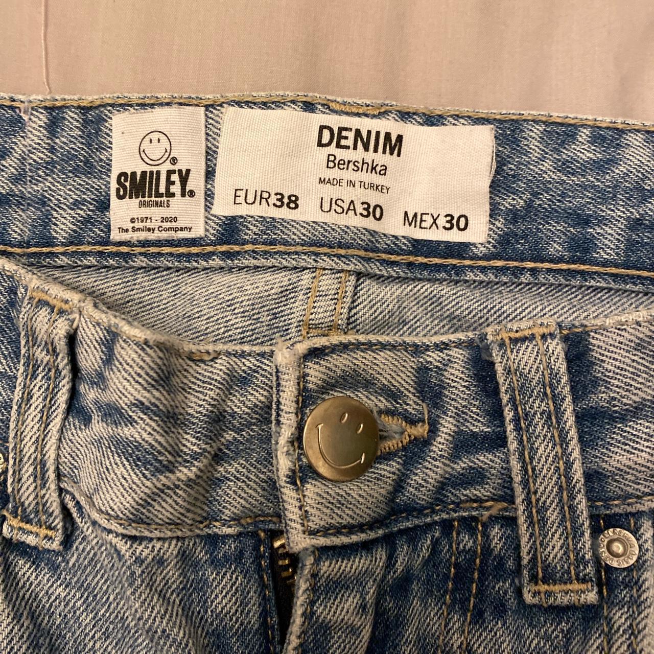 Bershka x smiley light wash denim jeans Condition... Depop