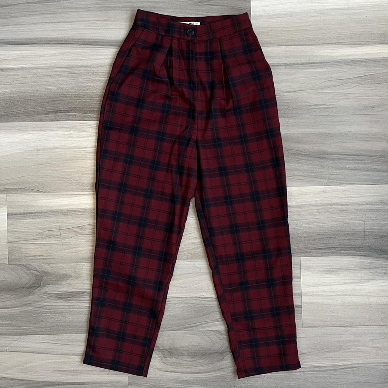 Burgundy plaid pants by pull Slight