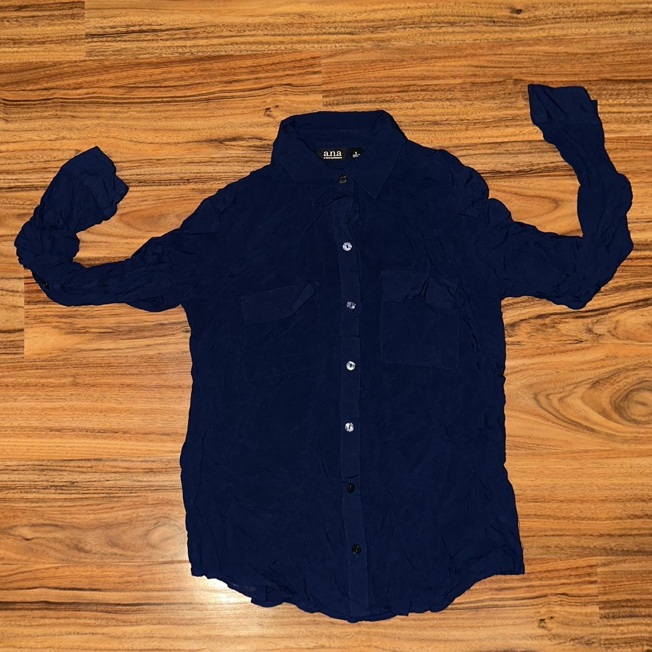 A.N.A A New Approach Button Up Shirt. -Navy Blue... - Depop