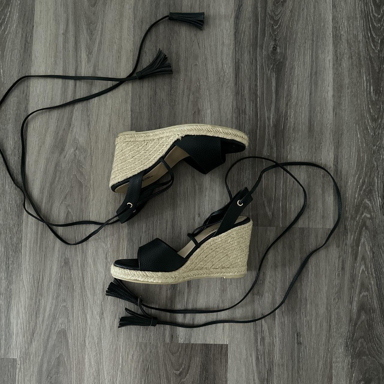 Cute Black Wedges Free shipping JustFab Strap... Depop