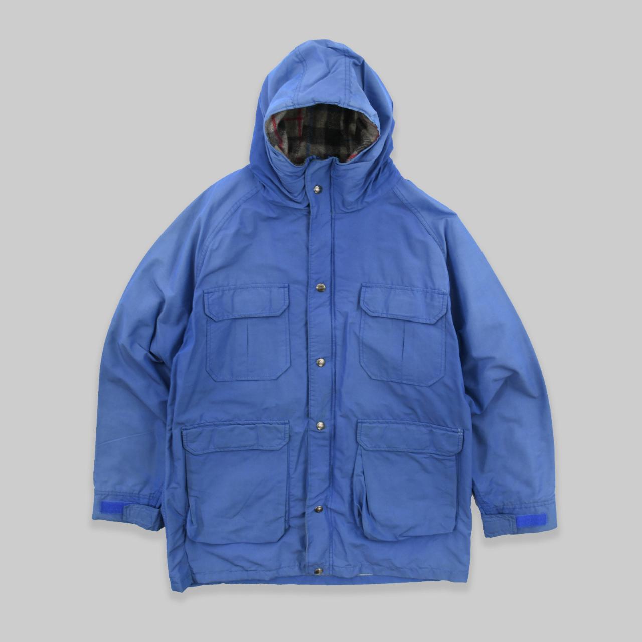 80s blue Woolrich hooded utility jacket large... - Depop