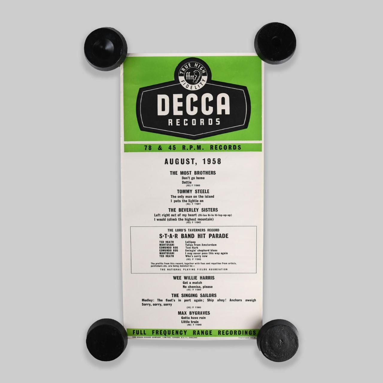 Vintage 1958 Decca Records Original Record Shop... Depop