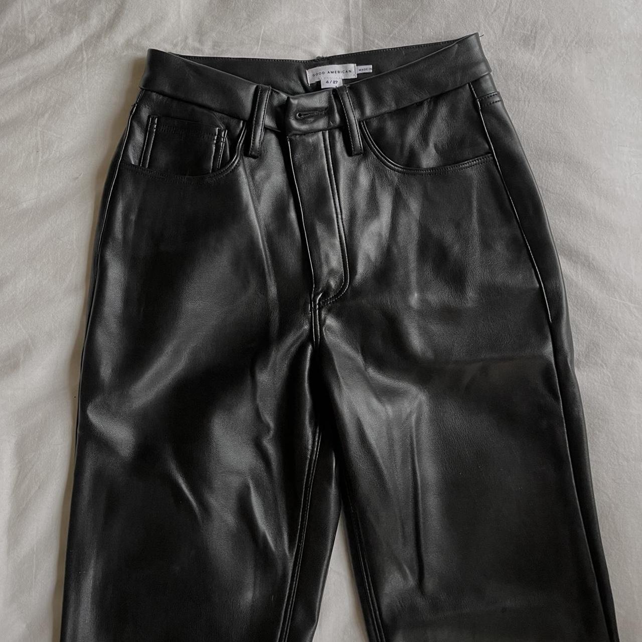 GOOD AMERICAN VEGAN LEATHER PANTS Size: 4 Worn ONCE!!! - Depop